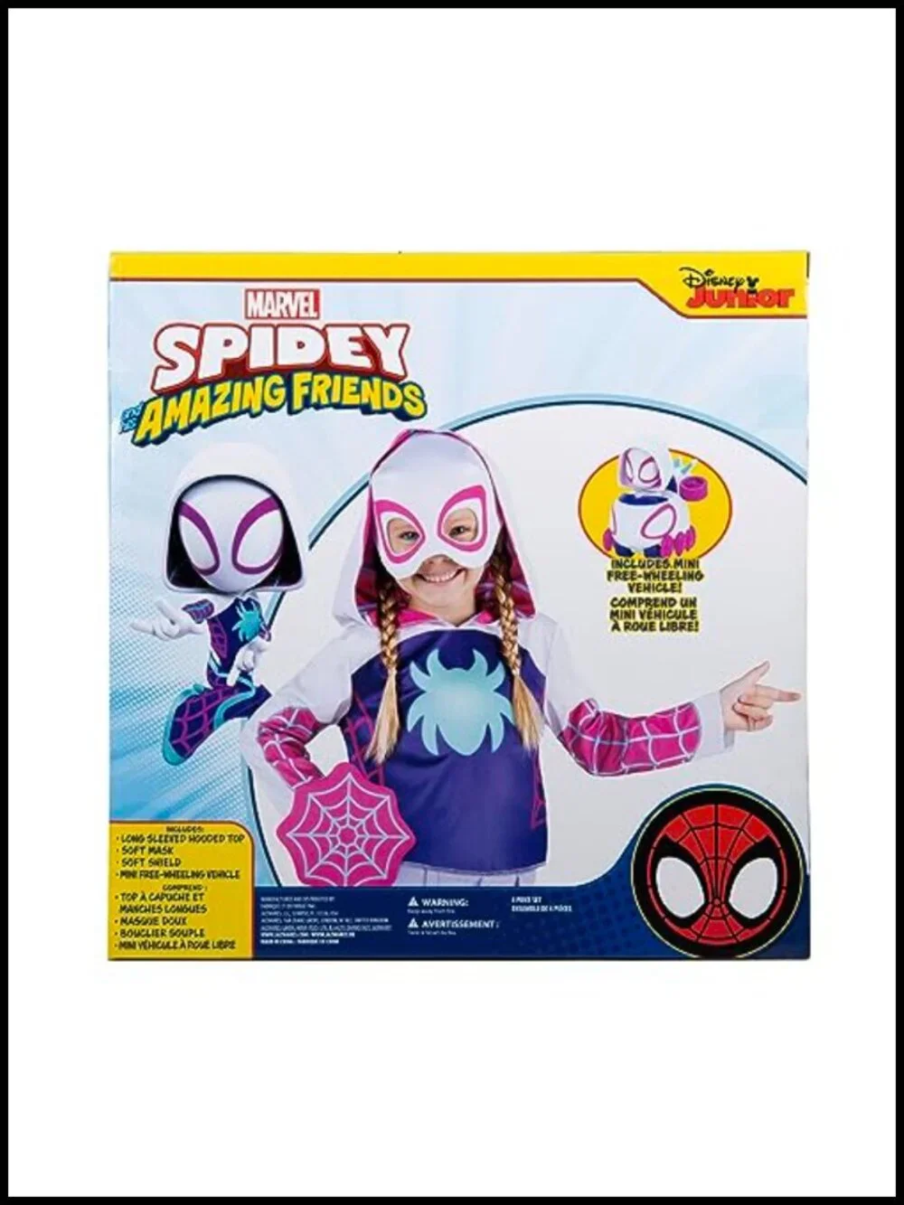 Marvel Ghost Spider Toddler Dress-Up Box Set Costume Top Mask Shield Vehicle
